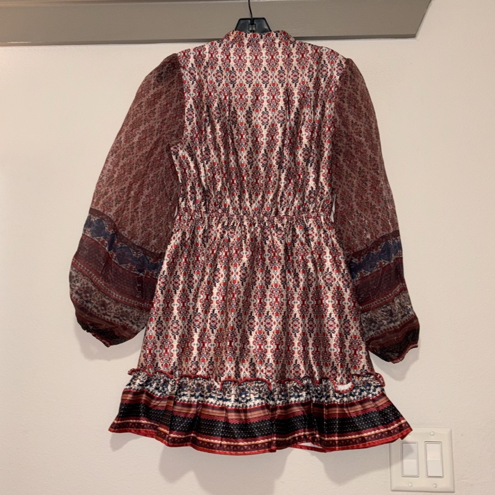 Fate Sheer Puff Long Sleeve Button Front Mini Dress SZ M NWT Missing Belt - Picture 4 of 8